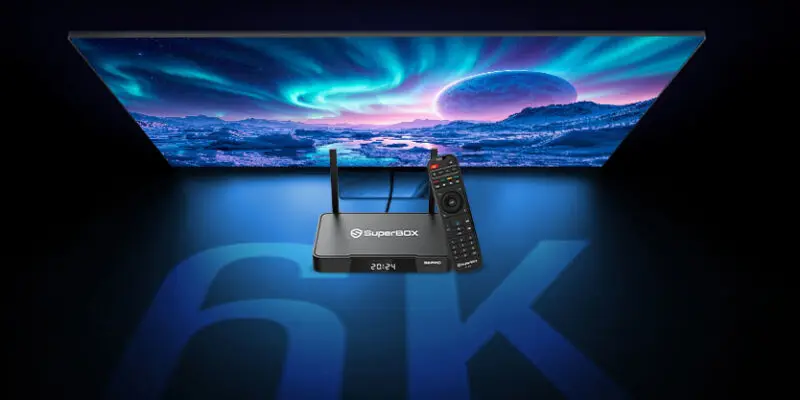 SuperBox S7 Pro connected to a compatible 6K display