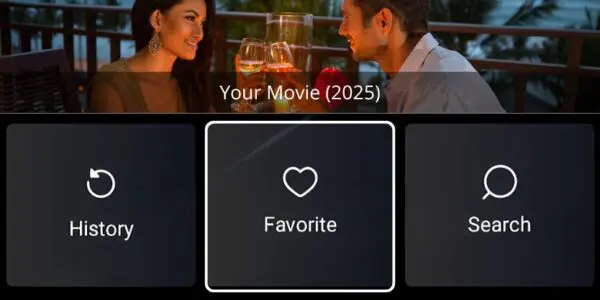 History favorites and search controls in the SuperBox interface