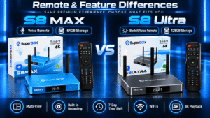 SuperBox S8 Ultra backlit remote vs S8 Max voice remote and shared features